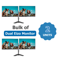 Bulk 2x Dual EIZO 24" FHD Slim Frameless PC Monitor Display + Articulating Mount Stand