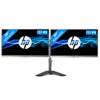 Dual HP EliteDisplay E243i 24-in IPS LED Monitor + articulating dual display mount image