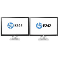 Dual monitor set HP EliteDisplay E242 with stand Monitor 24" (1920 x 1200)  - HDMI & DisplayPort Connectivity
