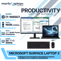 Microsoft Surface Laptop 3 Black 13" Bundle i7-1065G7 256GB 16GB RAM +24" 100Hz Monitor image