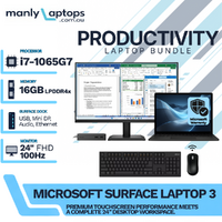 Microsoft Surface Laptop 3 Black 13" i7-1065G7 256GB 16GB RAM  + Dock +24" 100Hz Monitor Bundle image