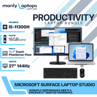 Microsoft Surface Laptop Studio Platinum 14" 120Hz i5-11300H 512GB 16GB RAM +27" Monitor Bundle image