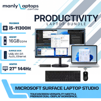 Microsoft Surface Laptop Studio Platinum 14" i5-11300H 512GB 16GB RAM +Dock +27" Monitor Bundle image