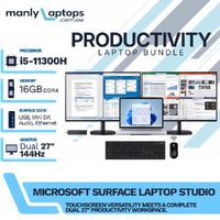 Microsoft Surface Laptop Studio 14" i5-11300H 512GB 16GB RAM w/ Dock + Dual 27" Monitor Bundle image