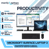 Microsoft Surface Laptop 3 Black 13" i5-1035G7 256GB 8GB RAM + Dock + 24" 100Hz Monitor Bundle image
