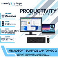 Microsoft Surface Laptop Go 2 Platinum (2013) 12" i5-1135G7 256GB 8GB RAM + 22" Monitor Bundle image