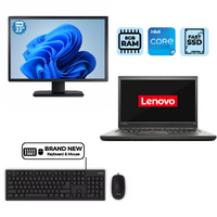 Lenovo ThinkPad T450s 14" HD+ i5-5300U 2.9GHz 8GB RAM 128GB SSD + 22" Monitor image