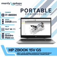 HP ZBook 15v G5 15" 4K Laptop i7-8850H 6-Core 256GB SSD 32GB RAM 4GB Quadro P600 -  Mobile Workstation image