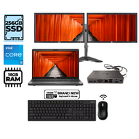 Dell 5500 Bundle 15" Laptop i5-8365U Up to 4.1GHz 256GB 16GB +  Dual 24" Monitor + Docking station