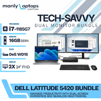 Dell Latitude 5420 14" Touch Laptop i7-1185G7 256GB 16GB LTE w/ Dock + Dual 24" Monitor Bundle image