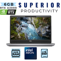 Dell Precision 7560 15" Laptop Xeon W-11855M 6-Cores 2TB 64GB RAM 6GB RTX A3000 - Mobile Workstation image