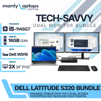 Dell Latitude 5320 13" Touch Laptop Bundle i5-1145G7 256GB 16GB + Dock +Dual 24" Monitor image