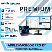 Apple MacBook Pro 13" Space Gray Bundle i7-8569U 512GB 16GB RAM + NEW 27" 144Hz Monitor image