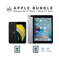 Apple iPhone SE 2nd Gen 64GB Black + iPad 6th Gen 32GB Grey Cellular - Bundle Package!