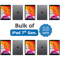 Bulk of 10x Apple iPad 7th Gen. A2198, 128GB, Wi-Fi + Cellular (Unlocked) 10.2in - Space Grey Tablet