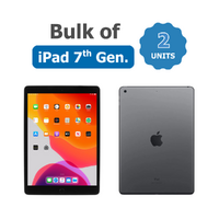 Bulk of 2x Apple iPad 7th Gen. A2198, 128GB, Wi-Fi + Cellular (Unlocked) 10.2in - Space Grey Tablet