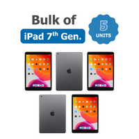 Bulk of 5x Apple iPad 7th Gen. A2198, 128GB, Wi-Fi + Cellular (Unlocked) 10.2in - Space Grey Tablet