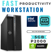 Dell 5820 Workstation Tower 10-cores Xeon 4.5GHz 1TB RAID-1 64GB RAM 5GB Quadro P2000 image
