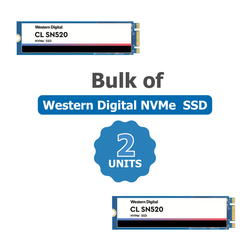 Bulk of 2x Western Digital SN520 PCIe NVMe M.2 2280 128GB SSD (SDAPNUW)