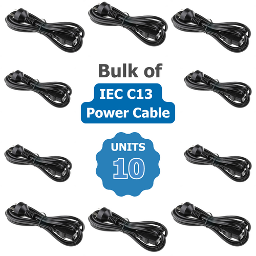 Bulk of 10x Power Cable - IEC C13 Type 1 Plug (AU/NZ Standard) 10A 250V - USED