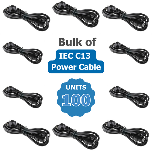 Bulk of 100x Power Cable - IEC C13 Type 1 Plug (AU/NZ Standard) 10A 250V - USED