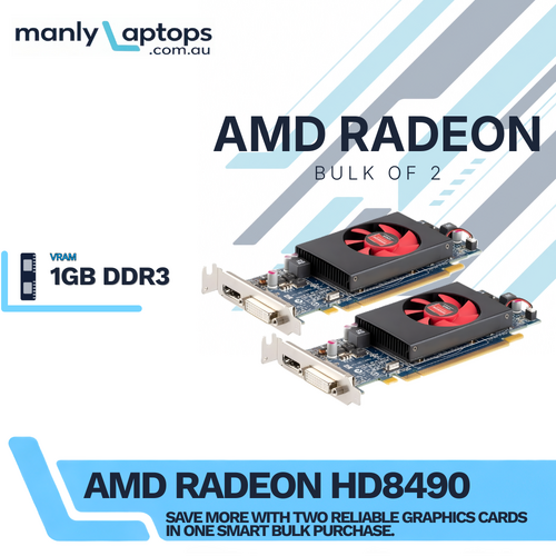Bulk 2x AMD Radeon HD8490 1GB DDR3 PCIe 2.0 Graphics Card DVI DP - Low Profile