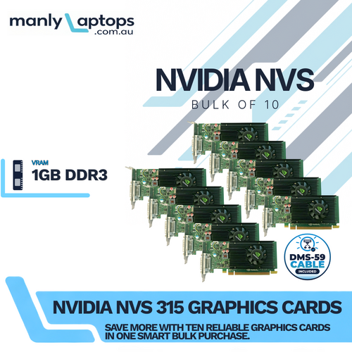 Bulk 10x NVIDIA NVS 315 1GB DDR3 PCIe 2.0 Graphics Card DMS-59 - Low Profile