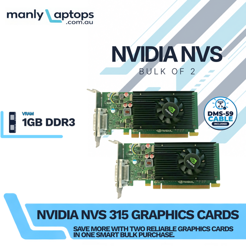 Bulk 2x NVIDIA NVS 315 1GB DDR3 PCIe 2.0 Graphics Card DMS-59 - Low Profile