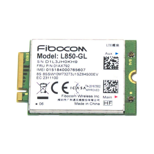 Genuine Lenovo Fibocom L850-GL 4G LTE CAT9 450Mbps WWAN M.2 Card (01AX792)