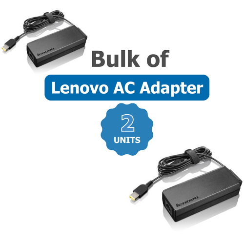 Bulk of 2x Genuine Lenovo 65W Laptop Charger 20V (3.25A) Square Tip Adapter For ThinkPad