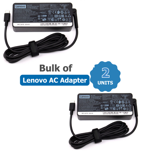 Bulk of 2x Genuine Lenovo 65W Laptop Charger USB-C 20V 3.25A, Adapter for ThinkPad, IdeaPad