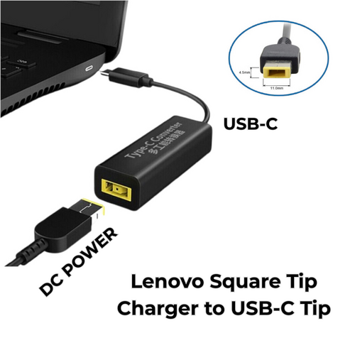 Genuine Lenovo 65W Laptop Charger 20V (3.25A) Square Tip+ USB-C Adapter Thinkpad, IdeaPad