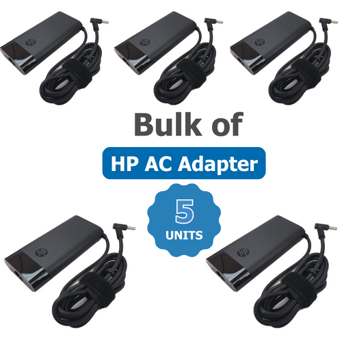 Bulk of 5x Genuine HP 150W Laptop Charger 19.5V, 7.7A, 4.5x3.0mm Blue Tip AC Adapter