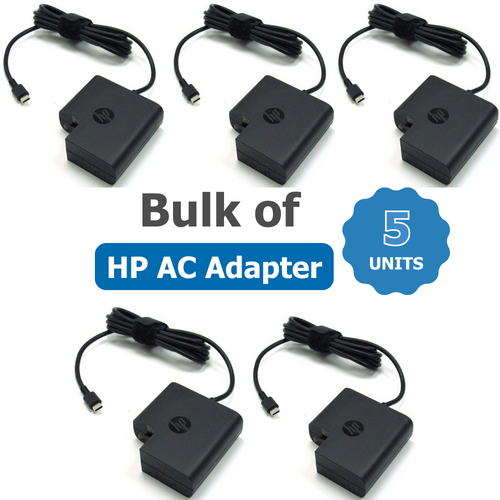 Bulk of 5x Genuine HP 65W Laptop Charger USB-C 20.0V (3.25A) Adapter for HP EliteBook, Envy, Pavilion