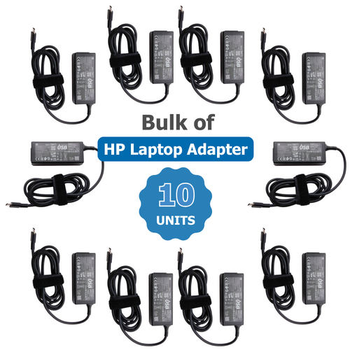 Bulk of 10x Genuine HP 45W USB-C Laptop Charger 15.0V (3.0A) AC Adapter