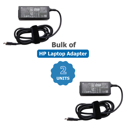 Bulk of 2x Genuine HP 45W USB-C Laptop Charger 15.0V (3.0A) AC Adapter