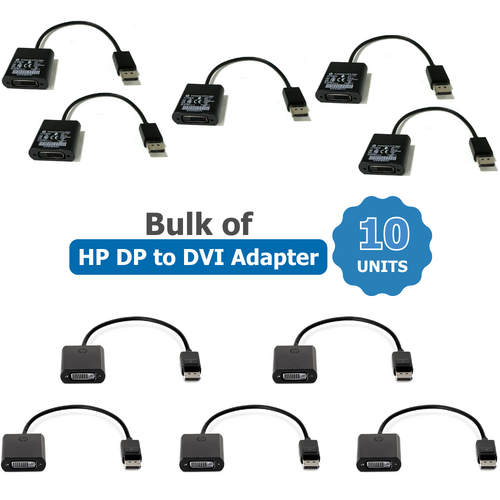Bulk of 10x HP Display Port to DVI SL Cable Adapter, PN: 752660-001 - Genuine HP Cable