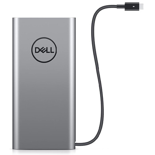 Dell Power Bank PW7018LC 6500mAh USB-C Portable Battery – Silver, Dual Device Charger