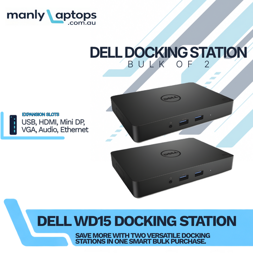 Bulk of 2x Dell WD15 Docking Station 4K/FHD Support MiniDP HDMI VGA USB Ethernet