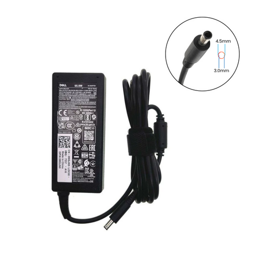 Genuine Dell 65W Laptop Charger 19.5V 3.34A Small Barrel 4.5mm x 3.0mm Adapter for Dell Inspiron, Vostro