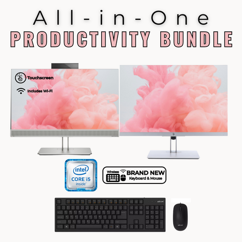 HP EliteOne 800 G4 23" All-in-One Touch Desktop i5-8500 256GB 16GB + 24" FHD Monitor + Keyboard Mouse
