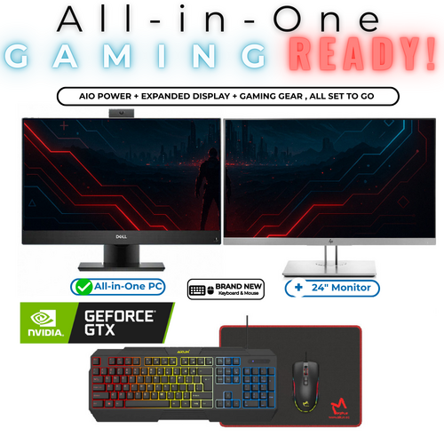 Dell 7480 Gaming All-in-One Bundle Desktop i7-10700 8-Cores 512GB 16GB RAM 4GB GTX 1650 + 24" Monitor