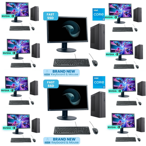Bulk of 10x Entry Level Gaming Desktop Intel i5 16GB RAM SSD 1GB Graphics + 24" Monitor | Collection ONLY!