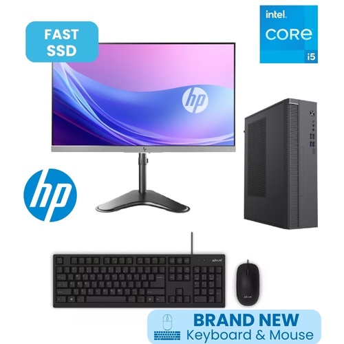 HP i5 Desktop PC Bundle 32GB RAM SSD+HDD 24" HP Monitor + Keyboard & Mouse Windows 11