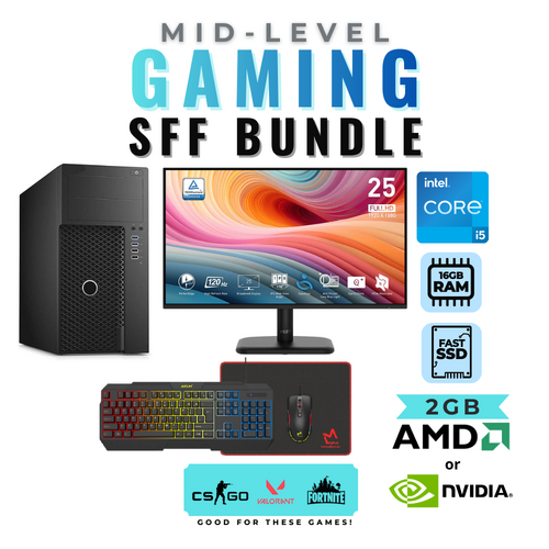 Mid-Level Gaming Desktop Bundle Intel i5 CPU 16GB RAM 2GB Graphics NEW 24" 120Hz Monitor