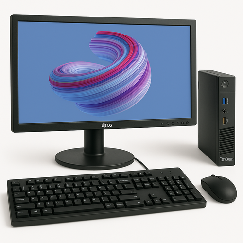Lenovo M93p Tiny Full Desktop Bundle i5-4570T 8GB RAM 128GB SSD W10P + 24" Monitor