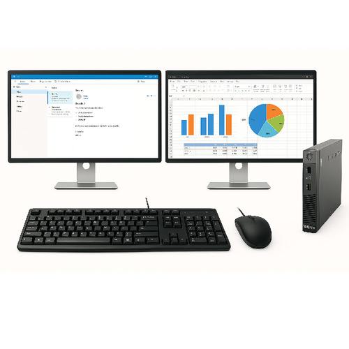 Lenovo M93p Bundle Desktop PC i5-4570T 2.9GHz 8GB RAM 480GB SSD + Dual 24" Monitors