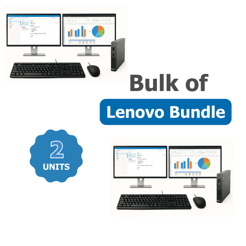 Bulk of 2x Lenovo M93p Bundle Desktop i5-4570T 2.9GHz 480GB 8GB RAM + Dual 24" Monitors