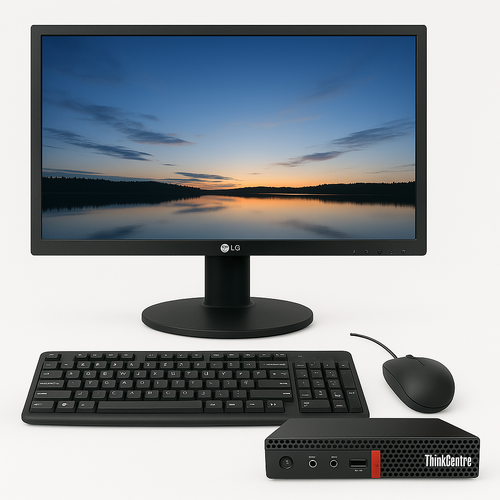 Lenovo ThinkCentre M920q Tiny Bundle Desktop i5-8500T Six-Core  256GB 16GB RAM + 24" Monitor