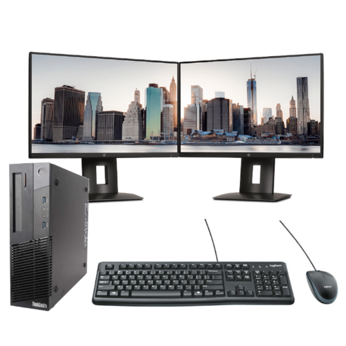 Lenovo Refurb Gaming Desktop i5-4460 8GB 240GB SSD Nvidia GT1030 + Dual 24" Monitor